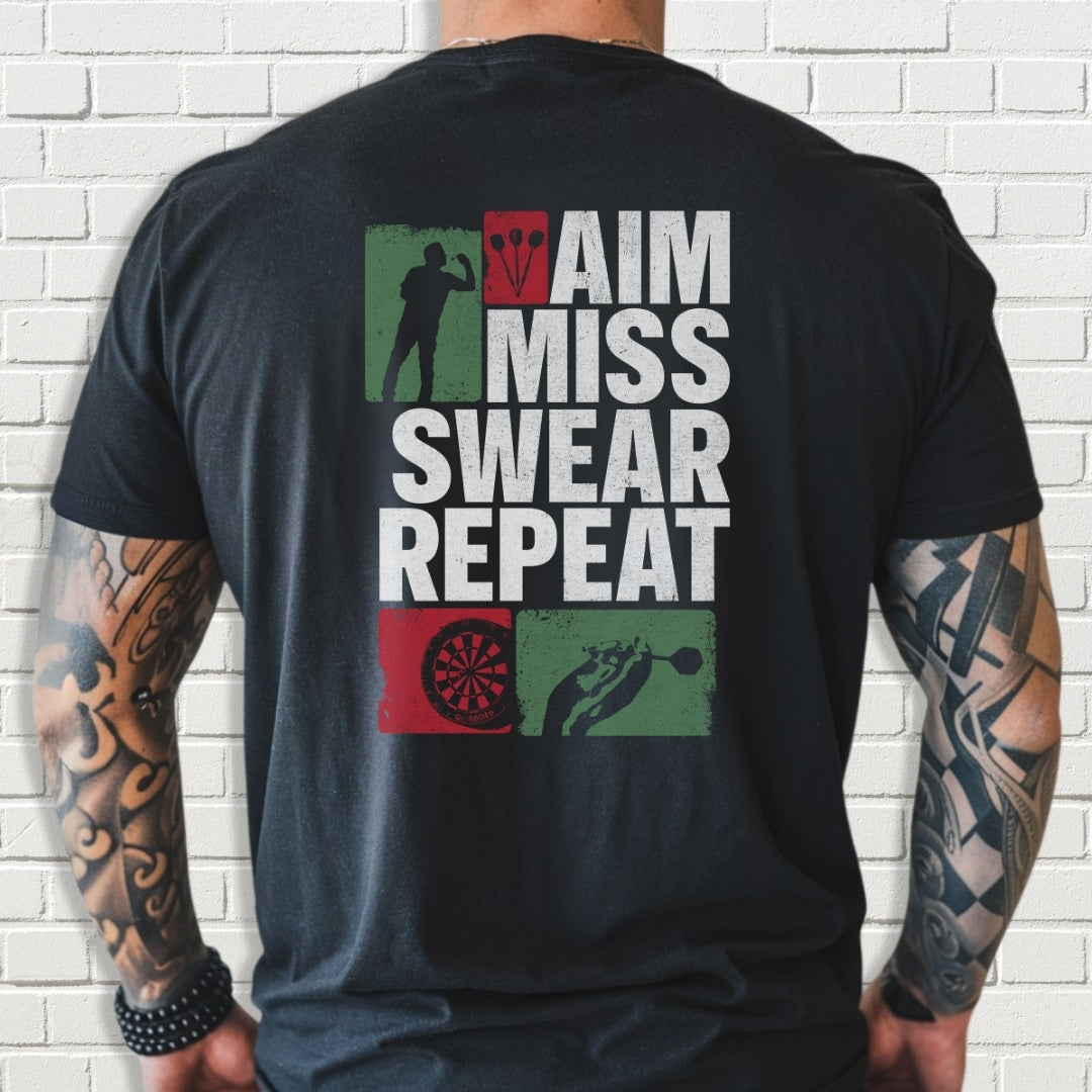 Benutzerdefiniertes Team-Shirt – Ziel, Miss, Swear, Wiederholung