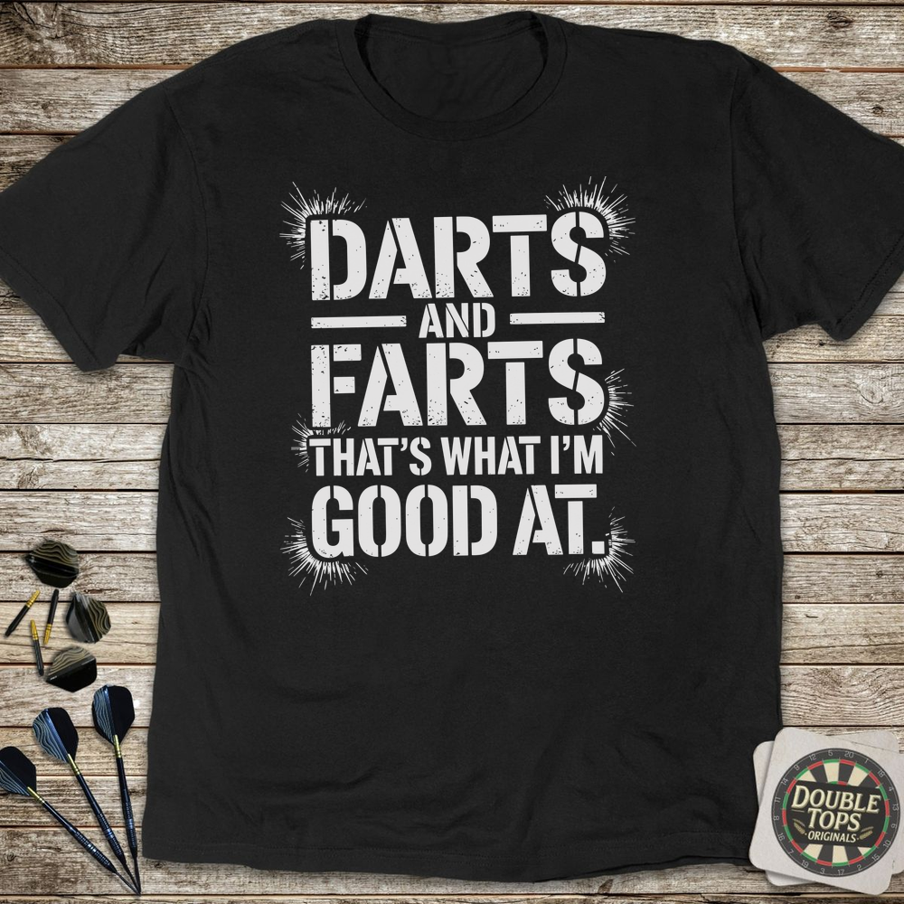 Darts And Farts Stencil T-Shirt - Black
