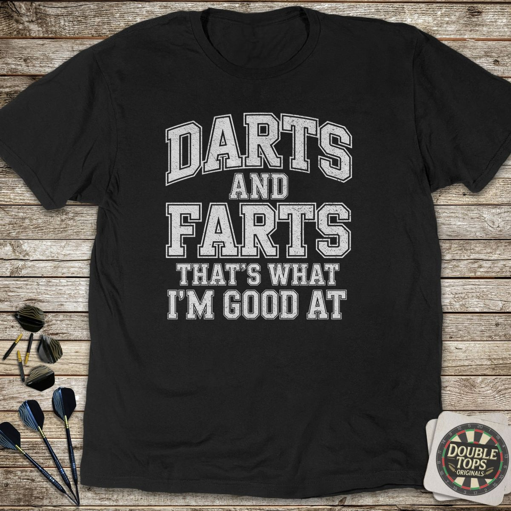 Darts And Farts Distressed T-Shirt - Black