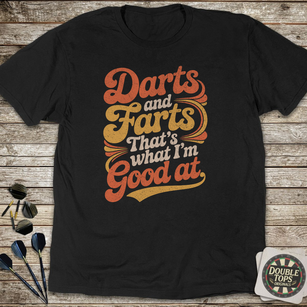 Darts And Farts Retro T-Shirt - Black