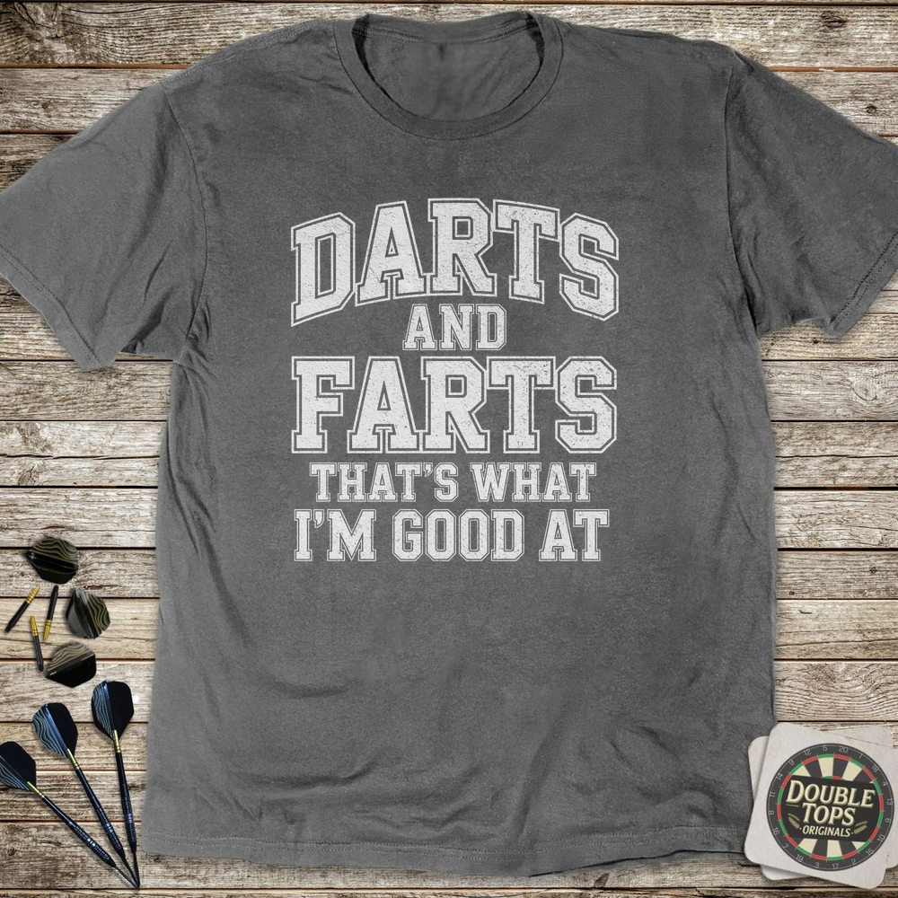 Darts And Farts Distressed T-Shirt - Charcoal