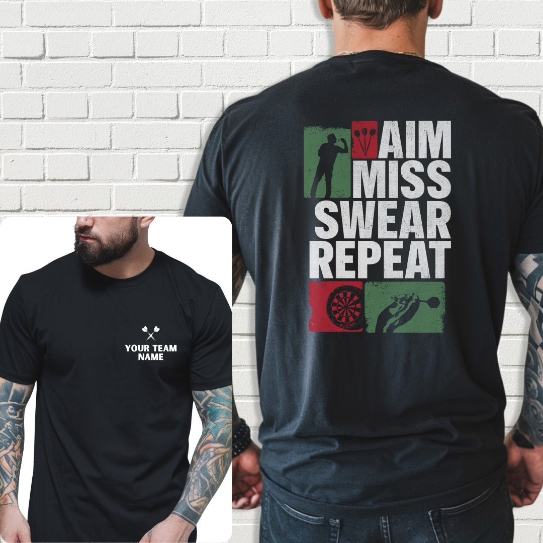 Benutzerdefiniertes Team-Shirt – Ziel, Miss, Swear, Wiederholung
