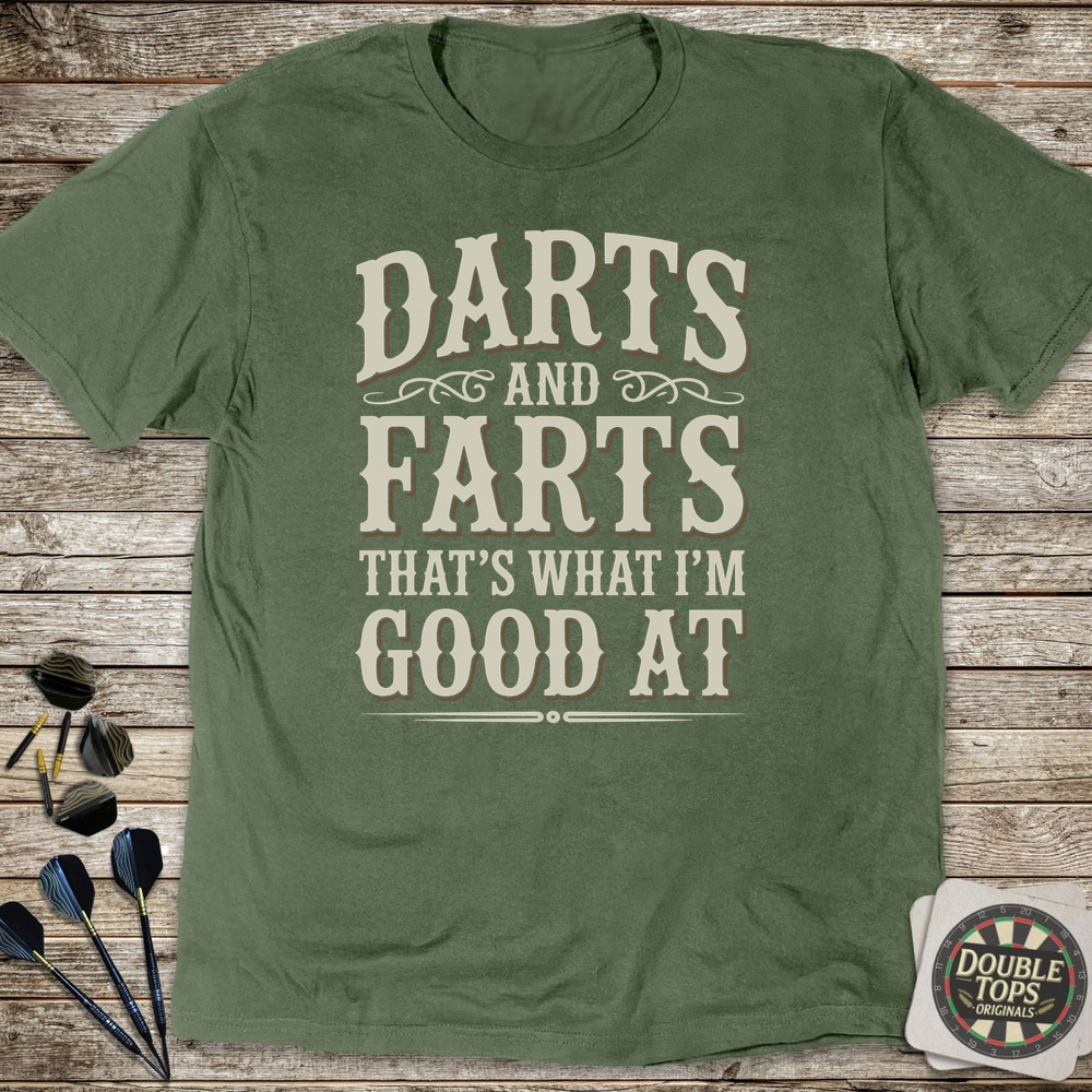 Darts And Farts Vintage T-Shirt - Military Green