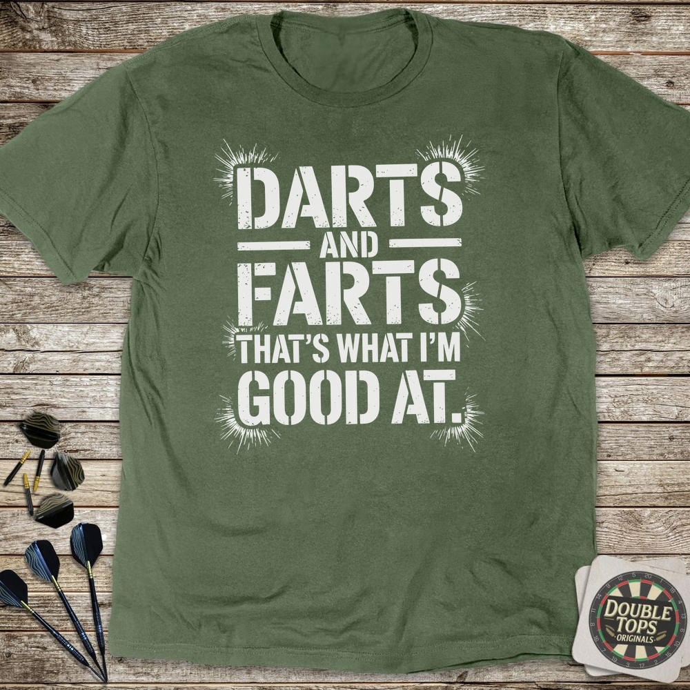 Darts And Farts Stencil T-Shirt - Military Green