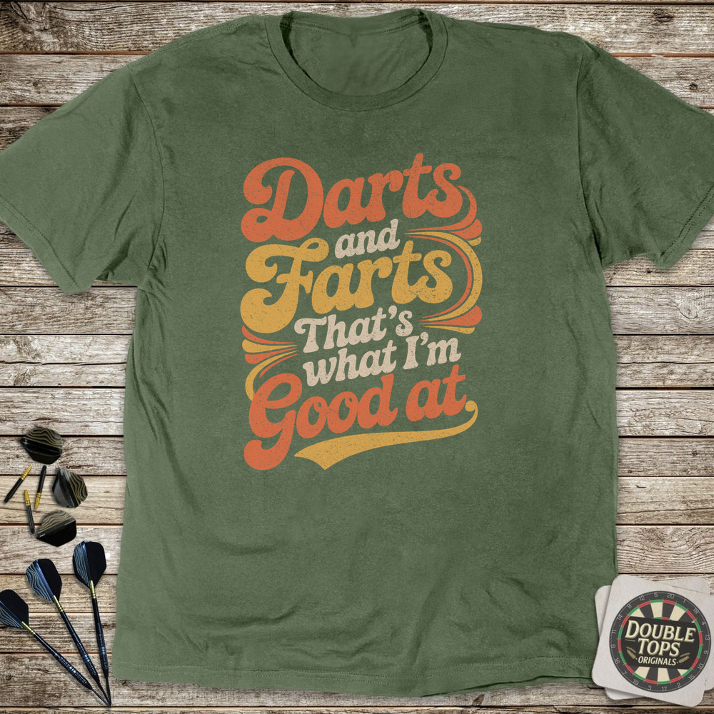 Darts And Farts Retro T-Shirt - Military Green