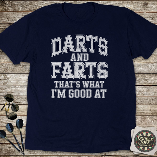 Darts And Farts Distressed T-Shirt - Navy
