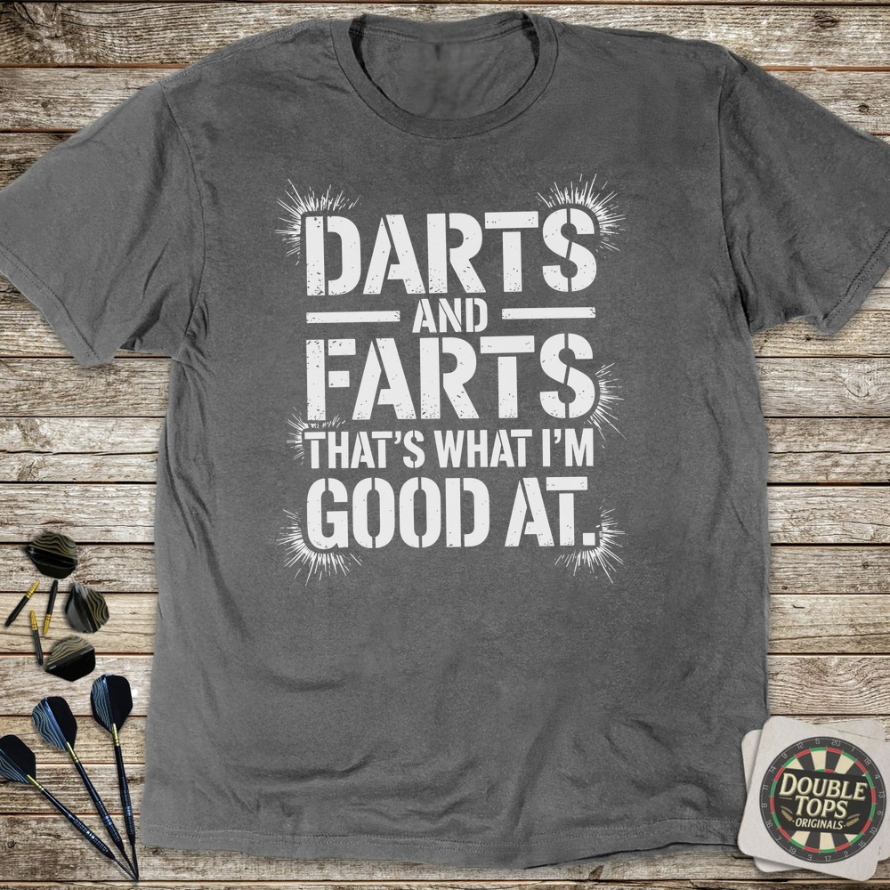 Darts And Farts Stencil T-Shirt - Charcoal