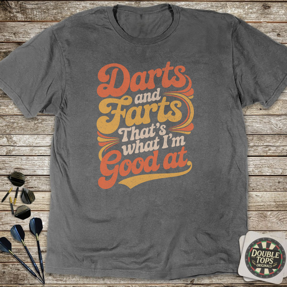 Darts And Farts Retro T-Shirt - Charcoal