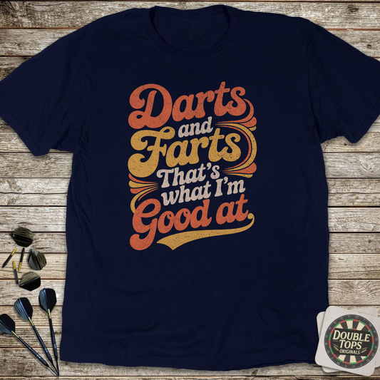 Darts And Farts Retro T-Shirt - Navy