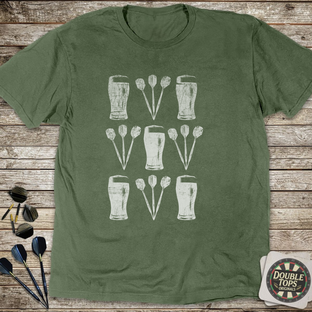 Darts And Beer Grid White T-Shirt