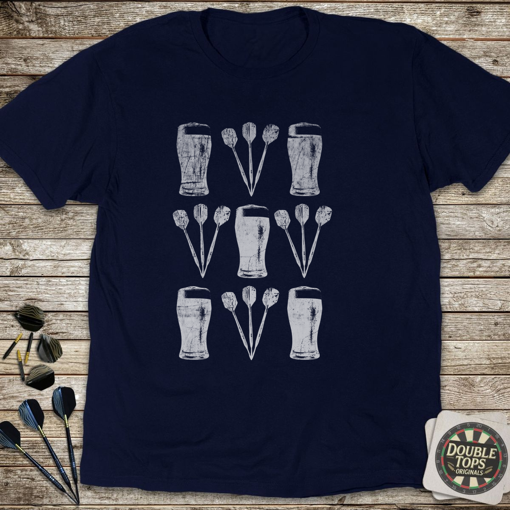 Darts And Beer Grid White T-Shirt