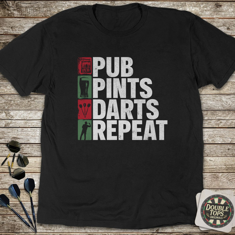 Pub Pints Darts Repeat T-Shirt