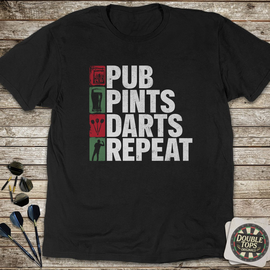 Pub Pints Darts Repeat T-Shirt