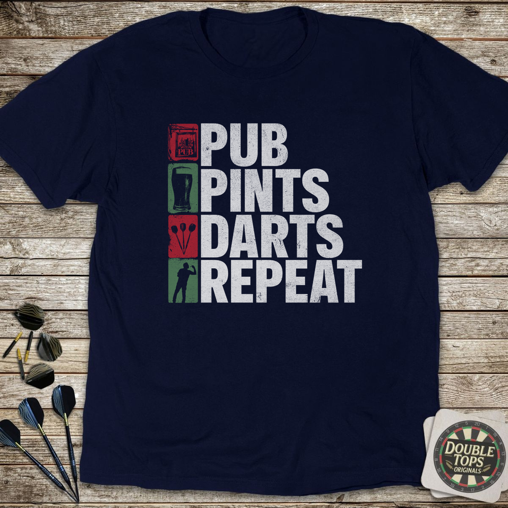 Pub Pints Darts Repeat T-Shirt